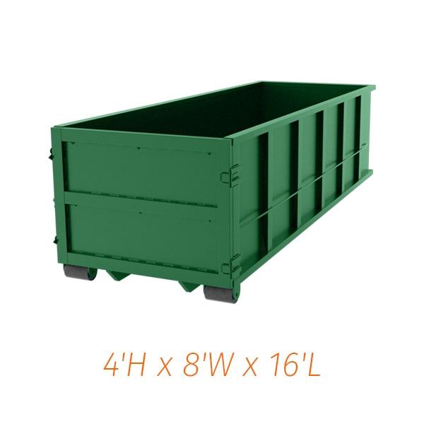 our dumpster rental services offer fifteen-yard dumpsters